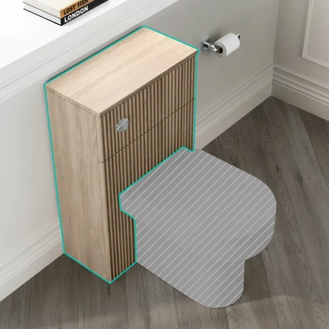 Crete Fluted Apex Oak Slimline Back To Wall Toilet Unit 500mm