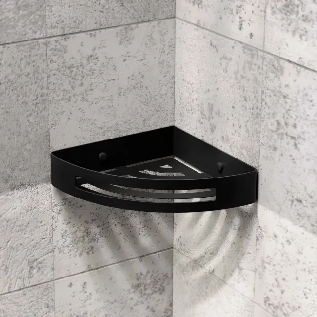 Ivy Matt Black Corner Soap Basket