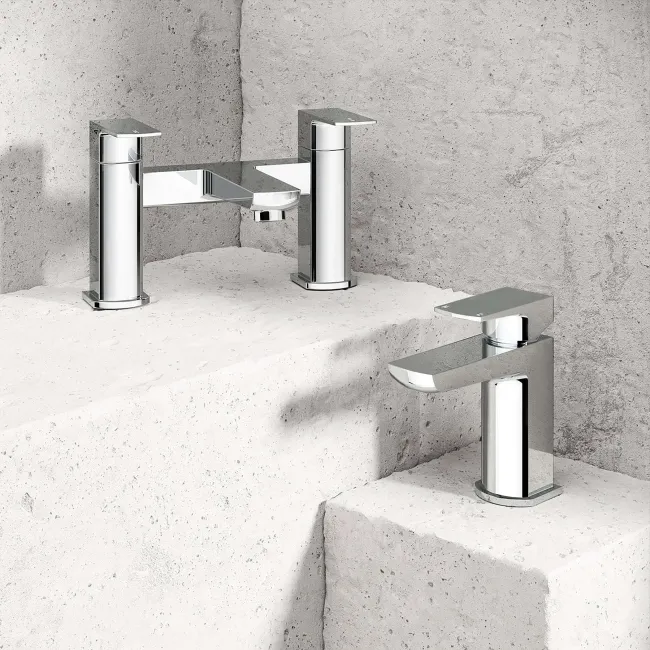 Soar Chrome Basin & Bath Mixer Tap Set