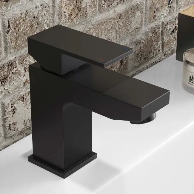 Lea Matt Black Basin & Bath Mixer Tap Set