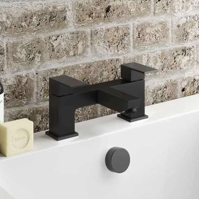 Lea Matt Black Basin & Bath Mixer Tap Set