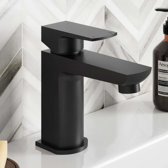 Soar Matt Black Basin & Bath Mixer Tap Set