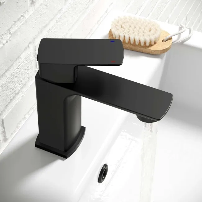 Mersey Matt Black Basin & Bath Mixer Tap Set