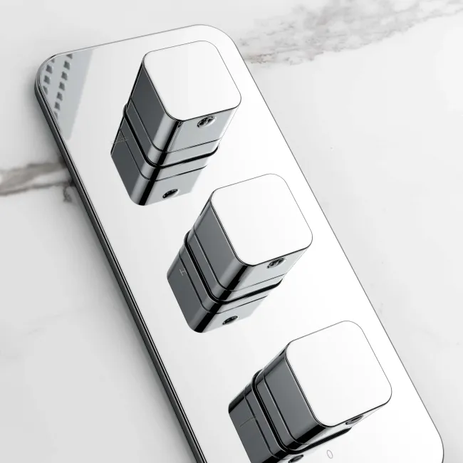 Galway Premium Chrome Square Thermostatic Bath Filler Shower Set - 200mm Head & Hand Shower