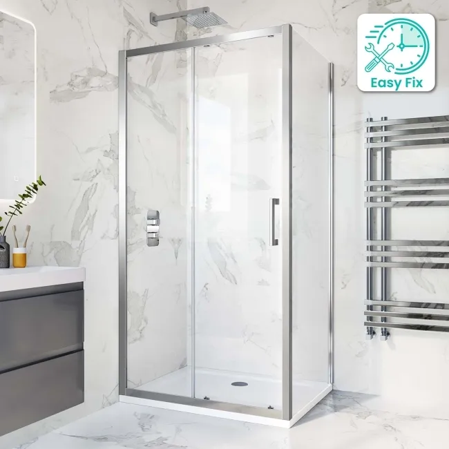 Hamburg Easy Clean 8mm Sliding Shower Enclosure 1000x760mm - Easy Fix Feature