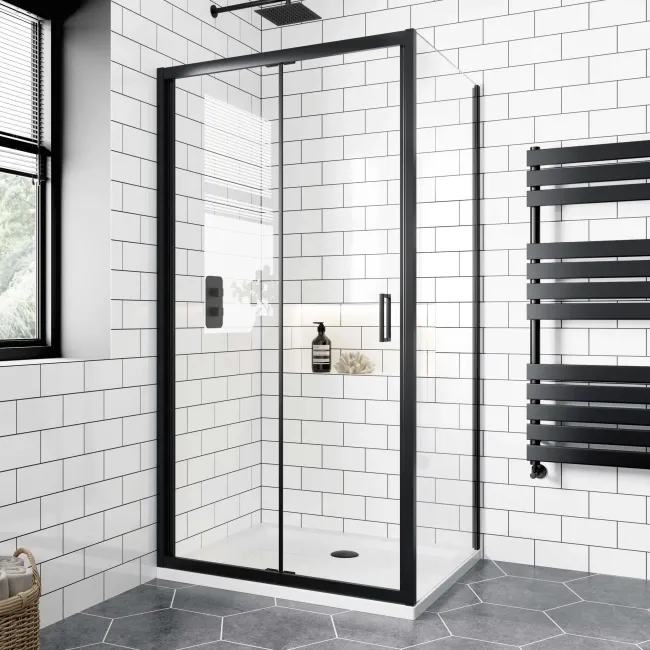London Matt Black 6mm Bifold Shower Enclosure 1000x760mm