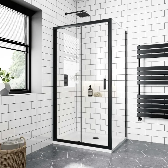 London Matt Black 6mm Bifold Shower Enclosure 1000x800mm