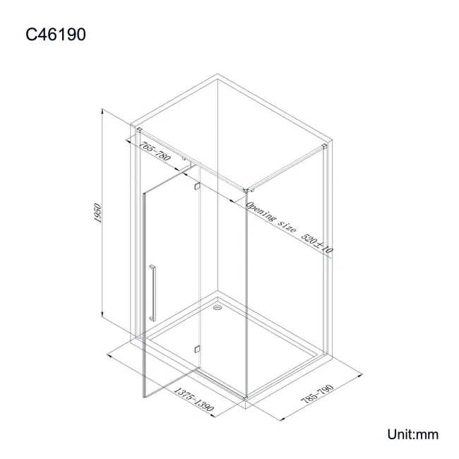 Helsinki Matt Black Premium Easy Clean 8mm Hinged Shower Enclosure 1400x800mm