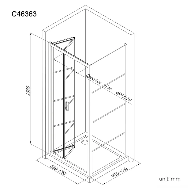 London Matt Black Grid 6mm Bifold Shower Enclosure 700x700mm