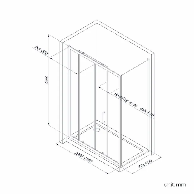 London Brushed Brass 6mm Sliding Shower Enclosure 1100x900mm