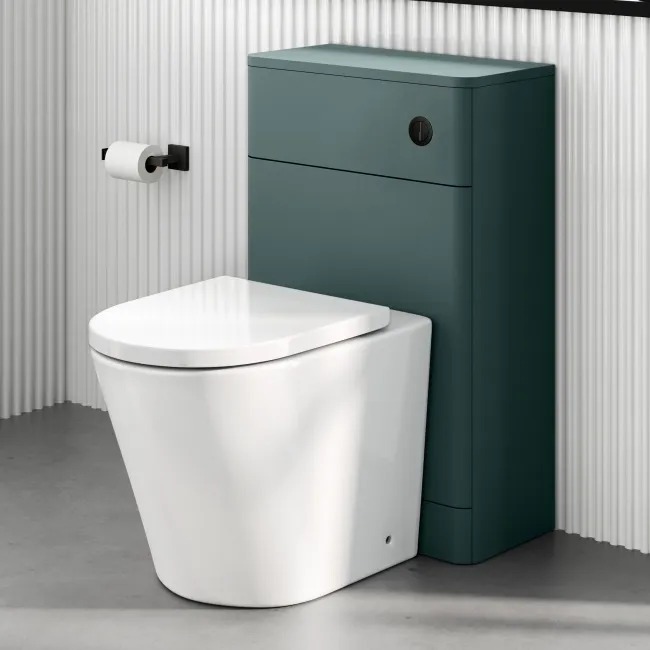 Detroit Cable Operated Concealed Cistern With Matt Black Round Push Button Dia.48mm