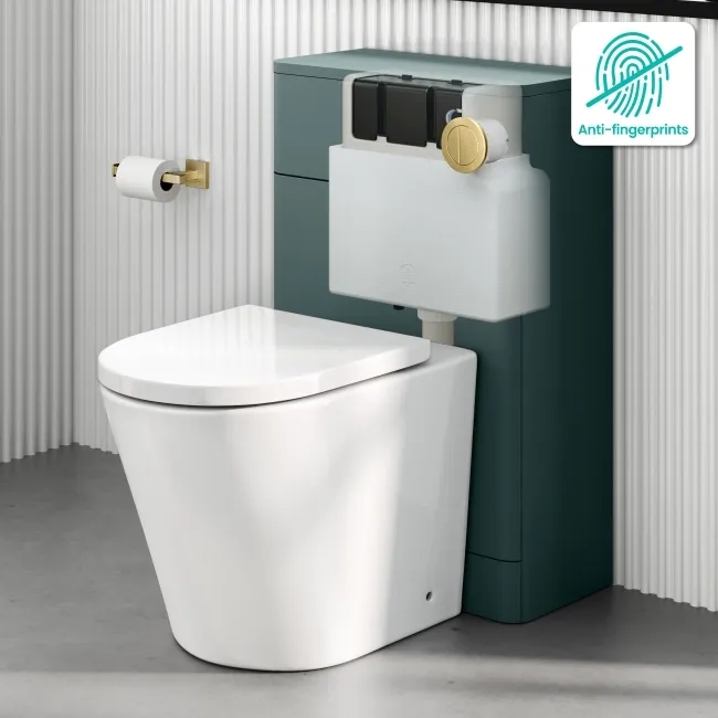 Arizona Pneumatic Concealed Cistern With Brushed Brass Round Push Button