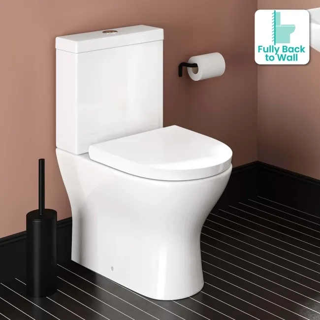 Orlando Rimless Fully Back to Wall Close Coupled Toilet With Soft Close Seat