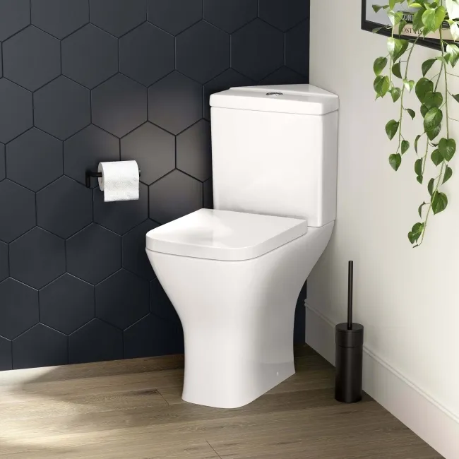 Atlanta Comfort Height Close Coupled Corner Toilet With Soft Close Seat