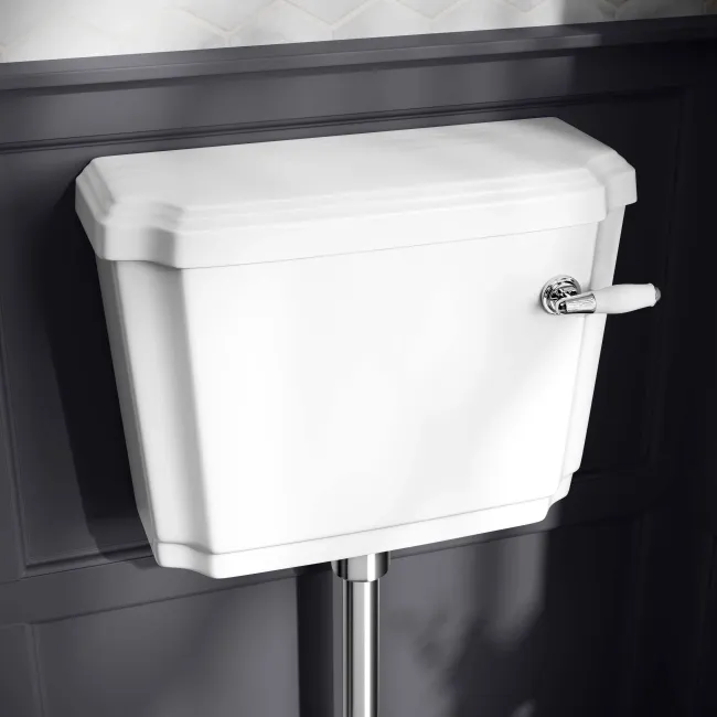 Hudson Traditional Toilet With Low-Level Cistern and Cotton White Wooden Seat