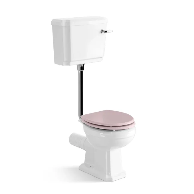 Hudson Traditional Toilet With Low-Level Cistern and Cashmere Pink Wooden Seat