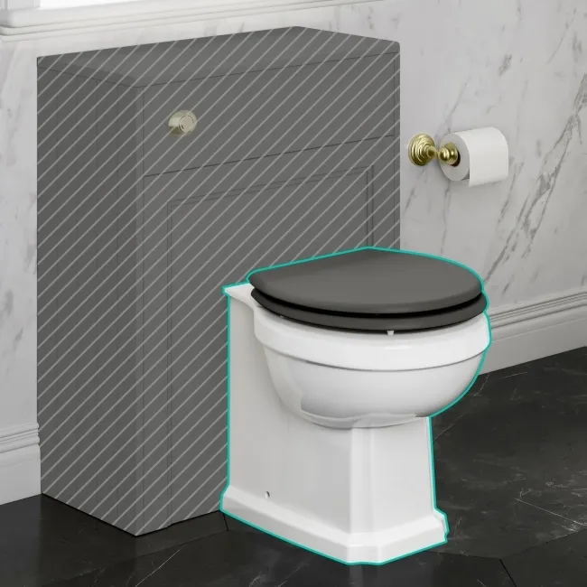 Hudson Traditional Back To Wall Toilet With Graphite Grey Wooden Seat - Brushed Brass Hinges