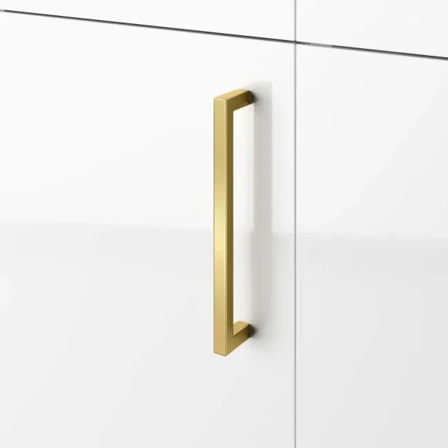 Harper Gloss White Side Cabinet Unit 300mm - Brushed Brass Accents