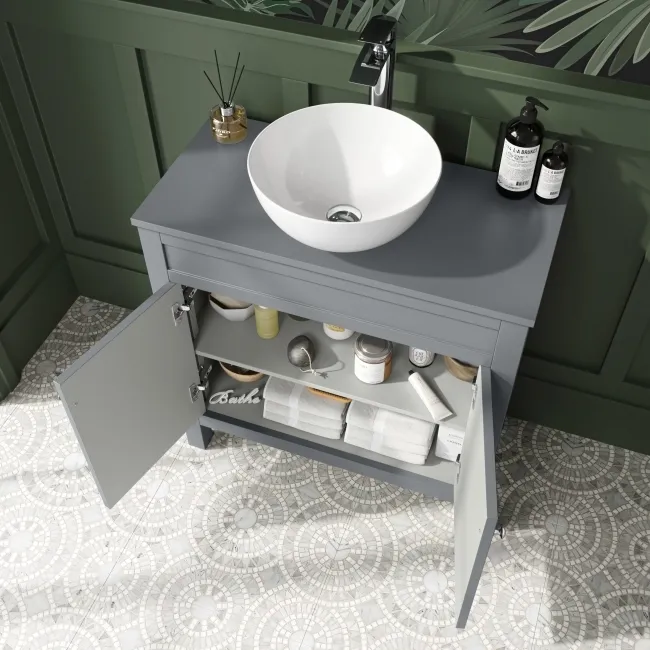 Bermuda Dove Grey Vanity With Round Counter Top Basin 800mm