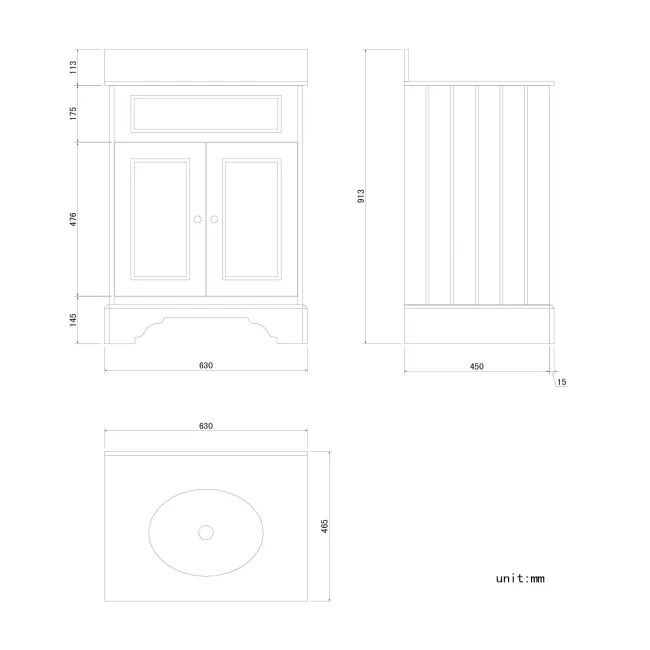 Lucia Chalk White Vanity with Marble Top & Undermount Basin 630mm