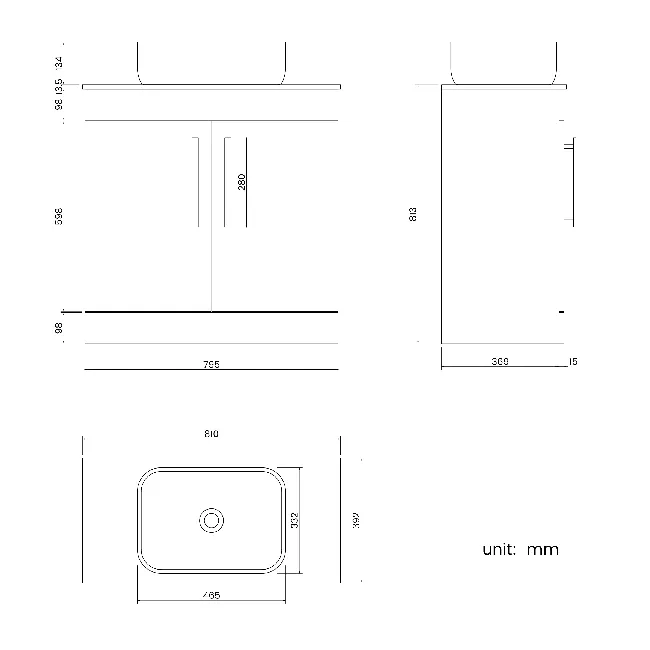 Avon Gloss White Vanity with Marble Top & Curved Counter Top Basin 800mm
