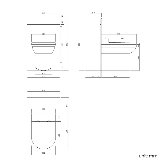 Avon & Trent Gloss White Slimline Back To Wall Unit and Miami Toilet