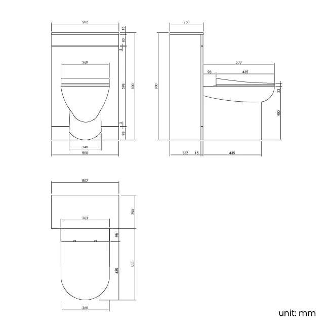 Avon & Trent Stone Grey Slimline Back To Wall Unit and Aruba Toilet