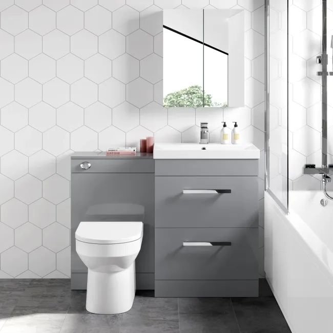 Avon Stone Grey Combination Basin Drawer and Miami Toilet 1100mm