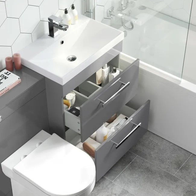 Avon Stone Grey Combination Basin Drawer and Miami Toilet 1100mm