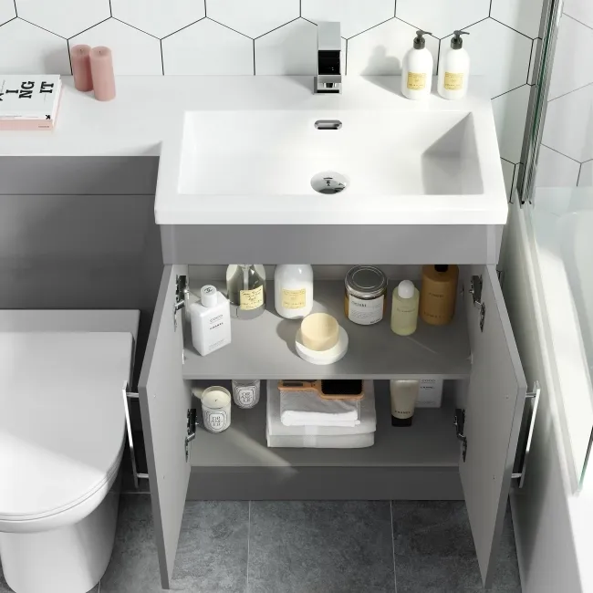 Avon Stone Grey Combination Vanity Basin and Aruba Toilet 1100mm - Right Handed