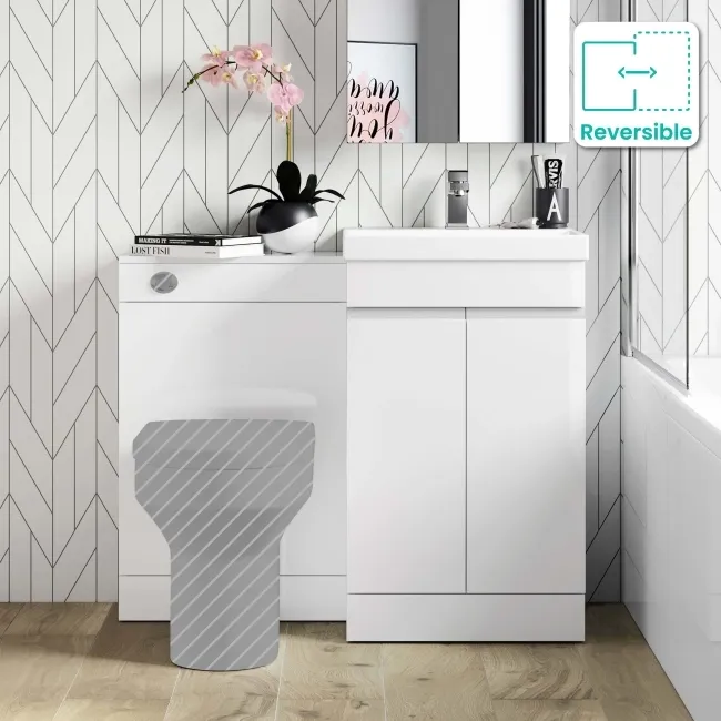 Trent Gloss White Basin Vanity and Back To Wall Unit 1000mm