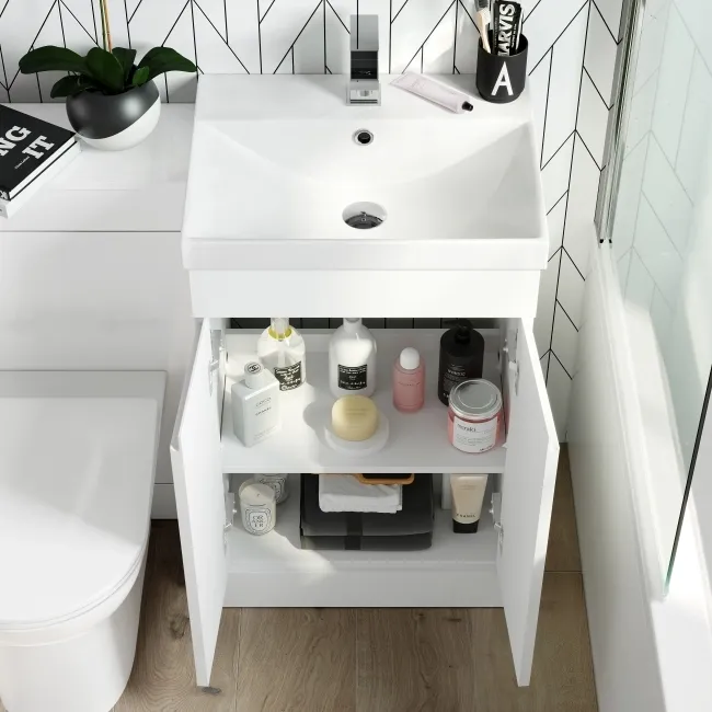 Trent Gloss White Combination Vanity Basin and Aruba Toilet 1000mm