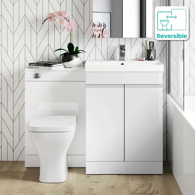 Trent Gloss White Combination Vanity Basin and Atlanta Toilet 1100mm