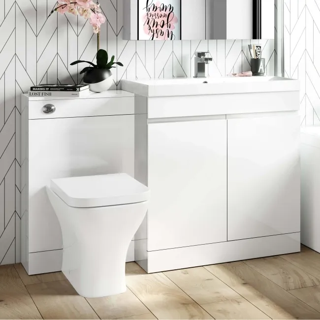 Trent Gloss White Combination Vanity Basin and Atlanta Toilet 1300mm