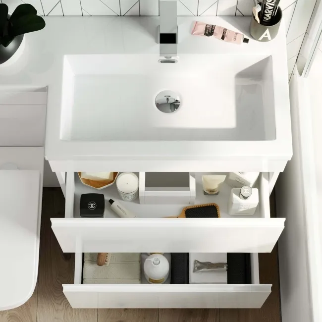 Trent Gloss White Combination Basin Drawer and Atlanta Toilet 1100mm - Right Handed
