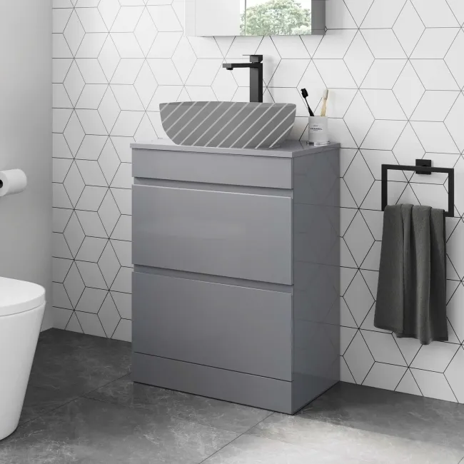 Trent Stone Grey Drawer 600mm - Excludes Counter Top Basin