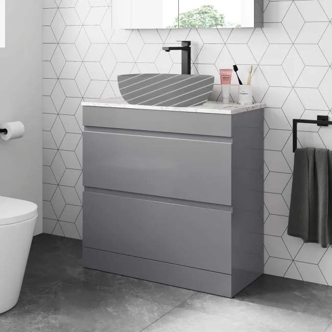 Trent Stone Grey Drawer with Marble Top 800mm - Excludes Counter Top Basin
