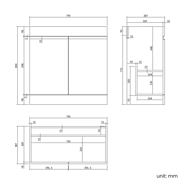 Trent Stone Grey Combination Vanity Basin and Miami Toilet 1300mm