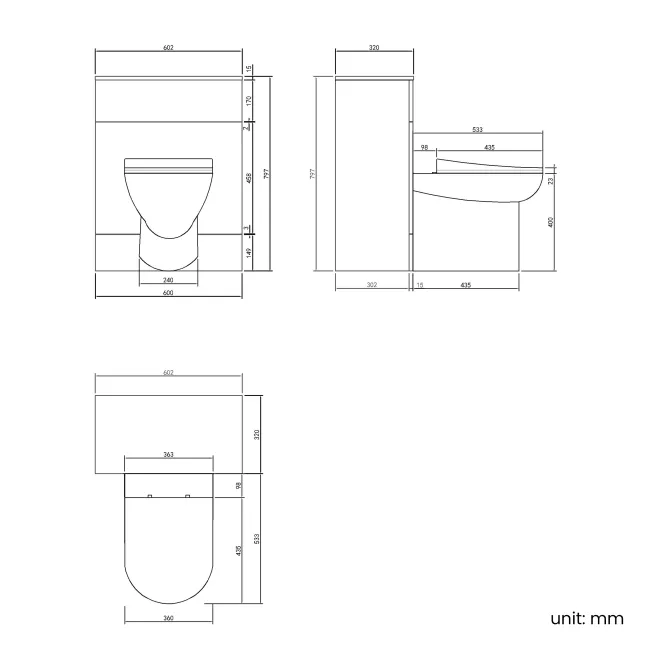 Charcoal Elm Back To Wall Unit and Aruba Toilet