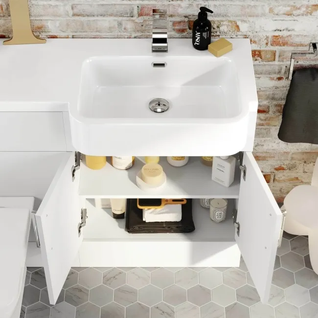 Harper Gloss White Combination Vanity Basin and Atlanta Toilet 1200mm - Right Handed