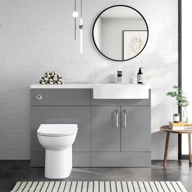 Harper Stone Grey Combination Vanity Basin and Aruba Toilet 1200mm - Right Handed