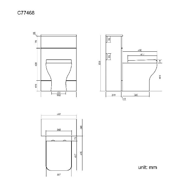 Harper Gloss White Back To Wall Unit 500mm and Atlanta Toilet