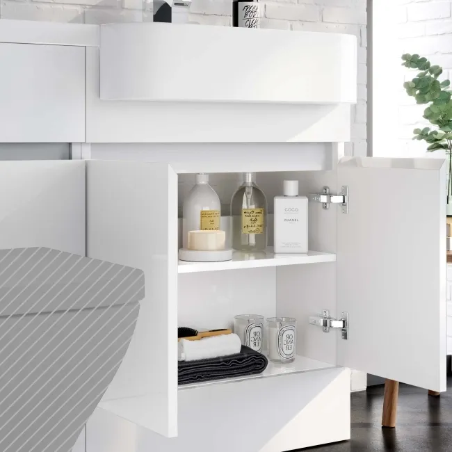 Foster Gloss White Basin Vanity With Back To Wall Unit 1200mm - Right Handed