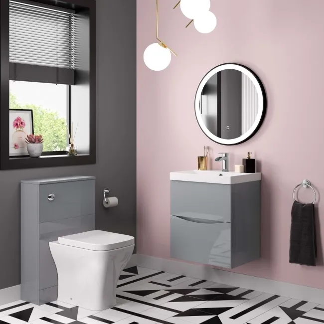 Austin Stone Grey Basin Drawer Vanity 500mm and Atlanta Back To Wall Toilet Set