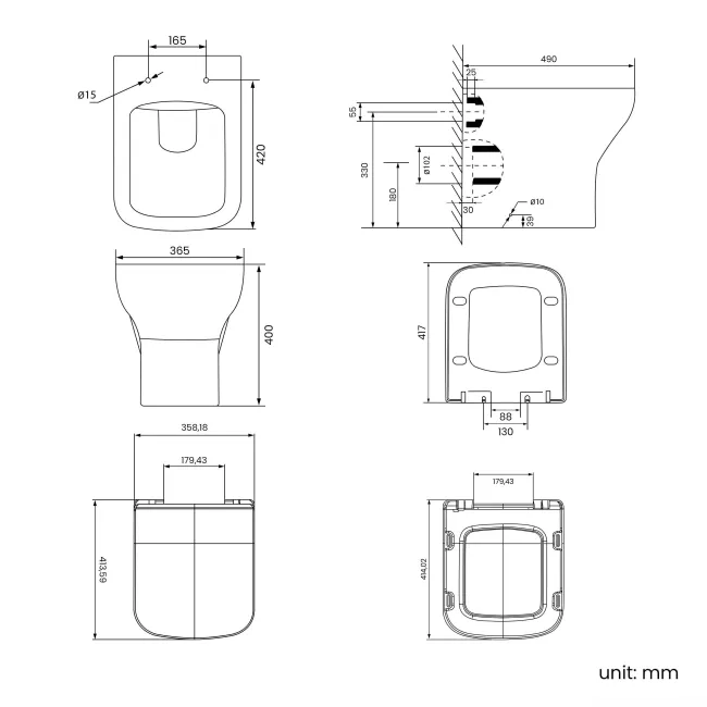 Curved Gloss White Slimline Back To Wall Unit and Atlanta Toilet