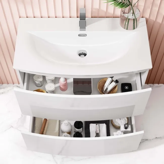 Bali Gloss White Basin Drawer Vanity 800mm