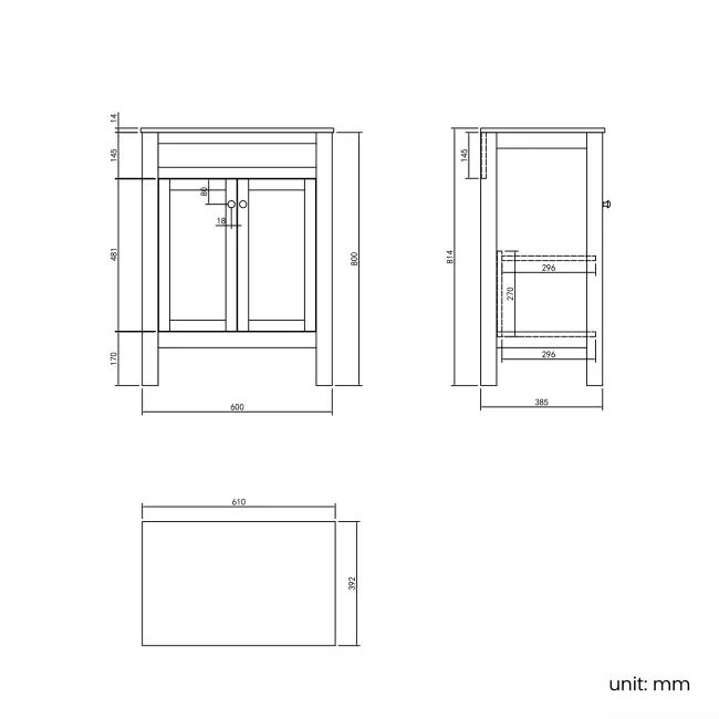 Bermuda Dove Grey Cabinet with Marble Top 600mm - Excludes Counter Top Basin