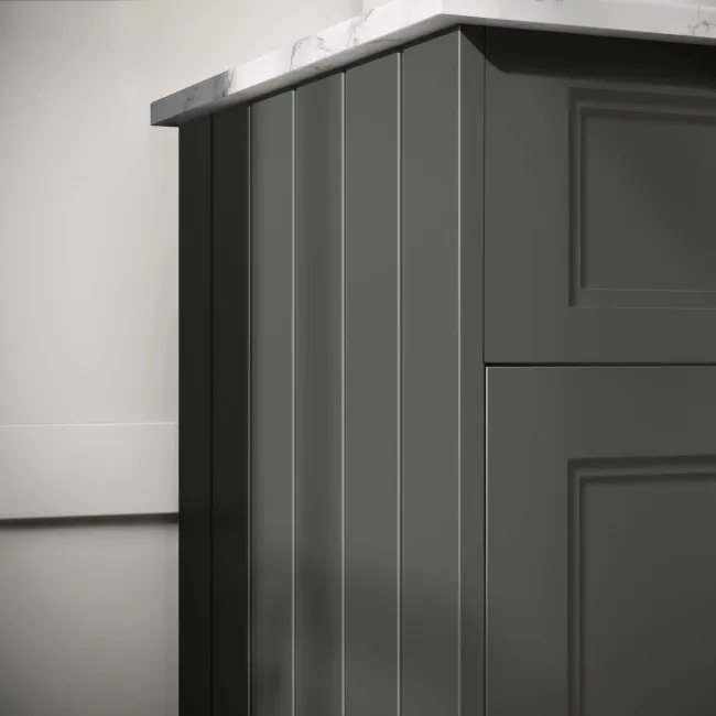 Lucia Graphite Grey Double Vanity with Marble Top & Curved Counter Top Basin 1200mm
