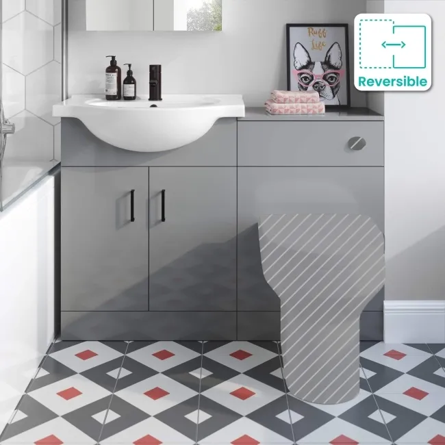 Quartz Stone Grey Basin Vanity and Back To Wall Toilet Unit 1150mm - Black Accents