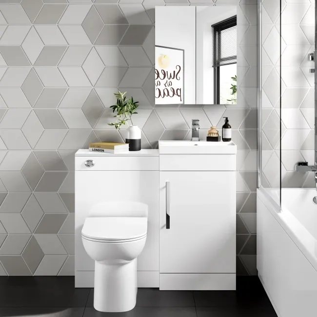 Avon Gloss White Combination Vanity Basin and Aruba Toilet 950mm